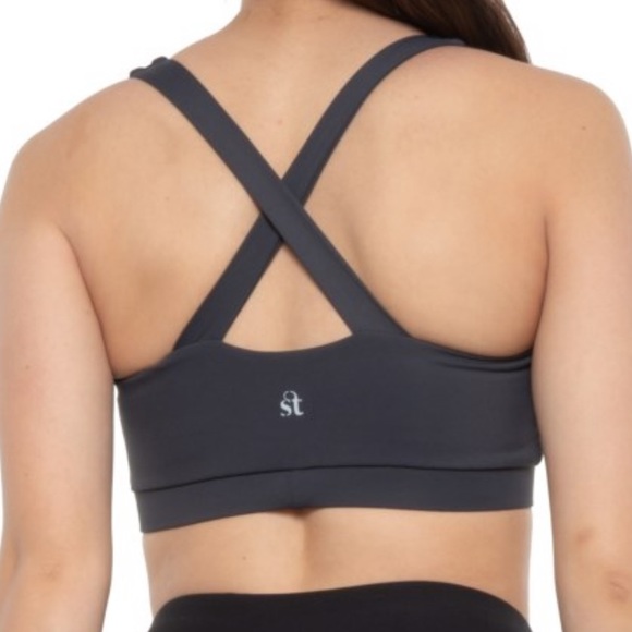 STRUT THIS NWT KINZIE SPORTS BRA GLITTER STAR BLAC - Picture 2 of 4